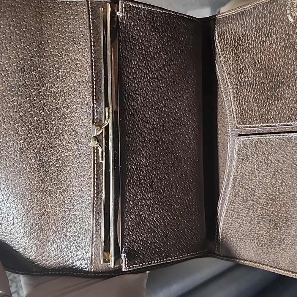 Authentic Vintage Gucci Coated Canvas Centerfold Wallet with Original Cards/ Box - Picture 5 of 6